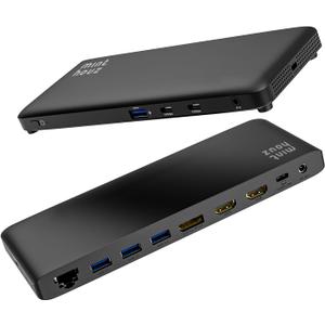 Minthouz 12 IN 1 Docking Station with 100W Charging, Triple Display, 1000Mbps LAN Port, Laptop Docking Station Monitor Single 8K or Triple 4K, 4X USB-A, 2X USB-C, Ethernet Port, for Windows Mac Chrome