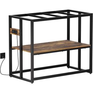 Urban Deco 40 Gallon Fish Tank Stand with Power Outlets, 660LBS Capacity Aquarium Stand, Metal Fish Tank Stand Dual-Layer Design Terrarium Stand, Rustic Brown