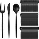 Supernal 360Pcs Black Plastic Silverware Heavy Duty Disposable Cutlery with Hammered Design,Black Utensils Set Include 120 Knives,120 Forks and 120 Spoons Suitable for Party,Anniversary&Halloween