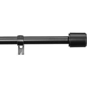 Amazon Basics Adjustable 1 Inch Curtain Rods for Windows, Cap Finials, 72" to 144", Black