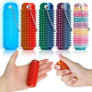 Little Ouchies Pain Fidget, Luminous Pain Stim Fidget Toys for Stress Relief & Focus, Durable Spiky Grippie Stim Keychain Classroom, Portable Novelty Gifts for Adults Teens Office Workers stress(5pcs) (Medium, Red Gold, Candy Color, Red Blue, Blue Green, Luminous Blue)