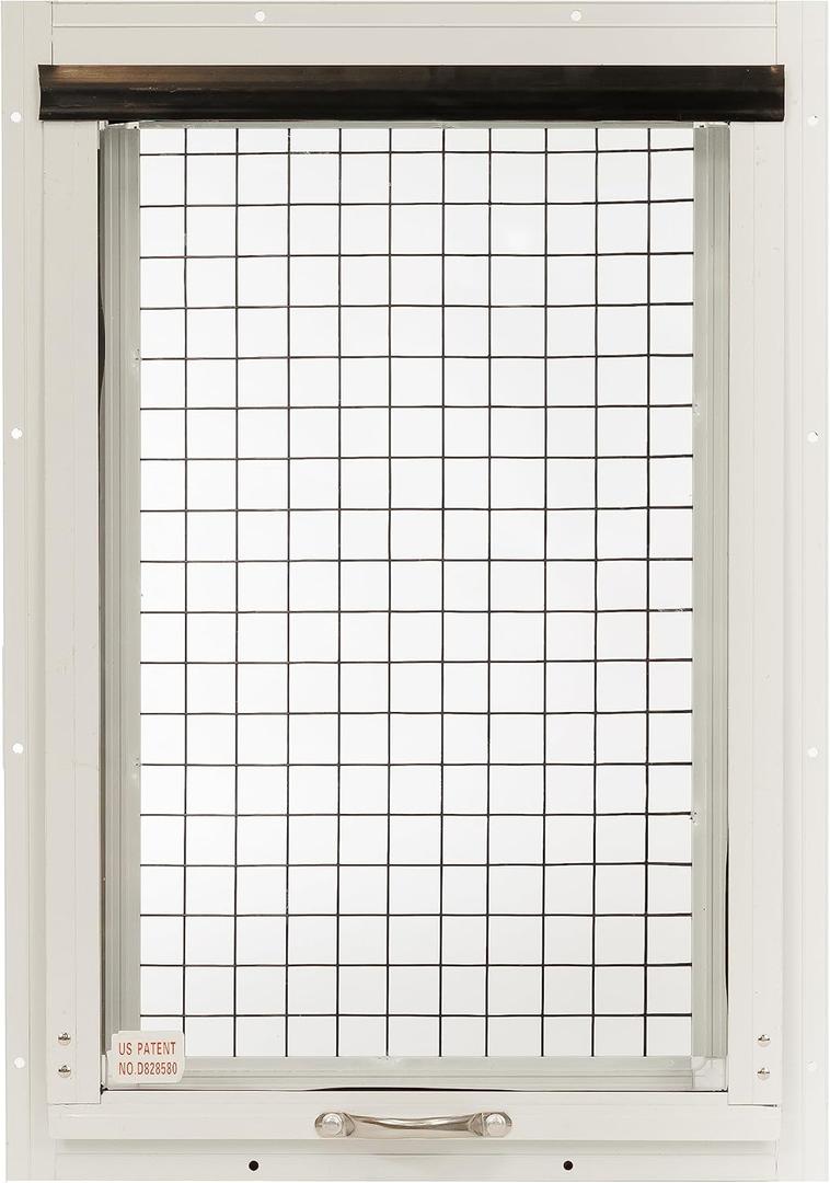 14x21 Chicken Coop Window, Flush Mount Tilt-Out Window with Tempered Glass & Screen, White, 1-Pack