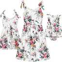 PopReal Mommy and Me Dresses Floral Mom and Daughter Matching Outfits Spaghetti Strap Sleeveless Dress Beach Mini Sundress, 130