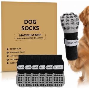 6 PCS Non-Slip Dog Socks to Prevent Licking Paws, Double Sides Grip Dog Socks for Hardwood Floors, Traction Control & Paw Protectors for Small Medium Large Senior Dogs - Size XL