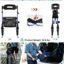 MAXWALK Rollator Walker with Seat, Tall Walkers for Seniors, 12" Big Rubber Wheels All Terrain Rollator Walker with Backrest, Built-in Cable, Foldable and Dual Adjustable Height for 5.3-7ft, Blue