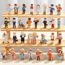 Blosssound 30 Pcs Wooden Community Helpers Toys Multicultural Career Wooden People Figures Small Diversity Professionals Wood Blocks for Preschool Classroom Play Games Educational Activity Supplies