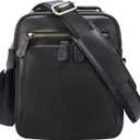 Jack&Chris Leather Messenger Bag for Men, Man Purse Crossbody Bags for Work Business (Black)