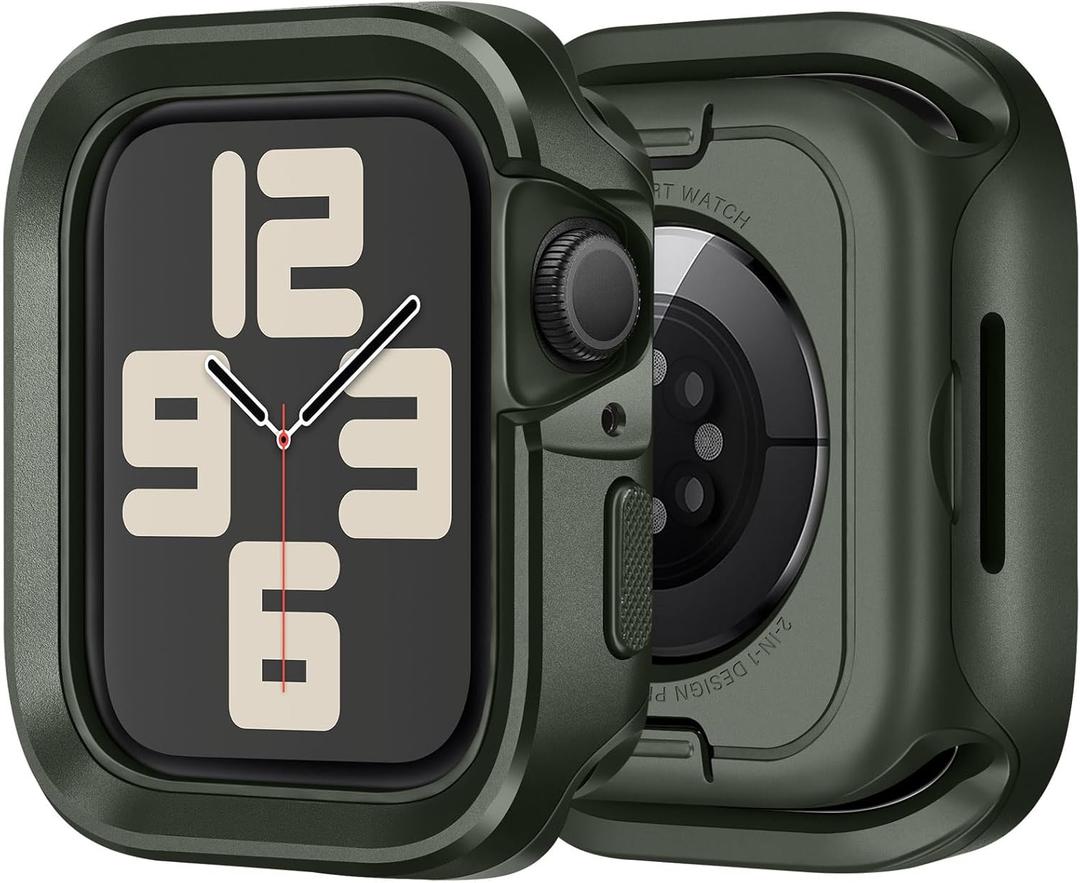 6 x Bisikor 2 in 1 Metal Case Compatible with Apple Watch Series 6/5/4/SE 44mm Case, Rugged Protective Bumper with Shockproof Silicone Cover for iWatch 44mm (Army Green)