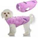 SCENEREAL Fleece Vest Dog Sweater, Dog Jacket with Harness Built in Pocket for Small Medium Dogs, Pet Cold Weather Coat with Soft Lining, Plush Warm Pullover Clothes for Puppy Boys Girls (L, Purple)