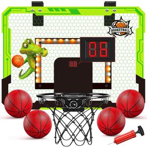Indoor Mini Basketball Hoop for Kids, Over The Door Basketball Hoops, Mini Hoop Basketball with Scoreboard, 4 Balls, Birthday Gifts Toys for 5 6 7 8 9 10 11 12 Year Old Boys Girls