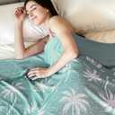 OMERAI Cooling Blanket for Hot Sleepers, Twin Breathable Lightweight Summer Blanket with Coconut Trees Printed Design, Ice Blankets for Bed/Travel/Outdoor 60''x80'', Twin Size, Green