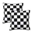 Tebjh Checkered Pillow Covers 18x18 in Couch Black and White Plaid Pillow Case Sets of 2 Modern Decorative Square Throw Pillows for Home Living Room Bedroom Bed Cushion Outdoor
