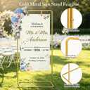 Adjustable Wedding Welcome Sign Stand, 5.7FT Gold Metal Sign Stand