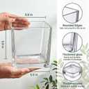 4 Pack Square Glass Vase 6" x 6" x 6", Clear Flower Vase for Centerpieces,Plant Terrarium, Floating Candle Holder for Wedding Centerpieces, Office Decorations, Home Dcor, Parties and Events