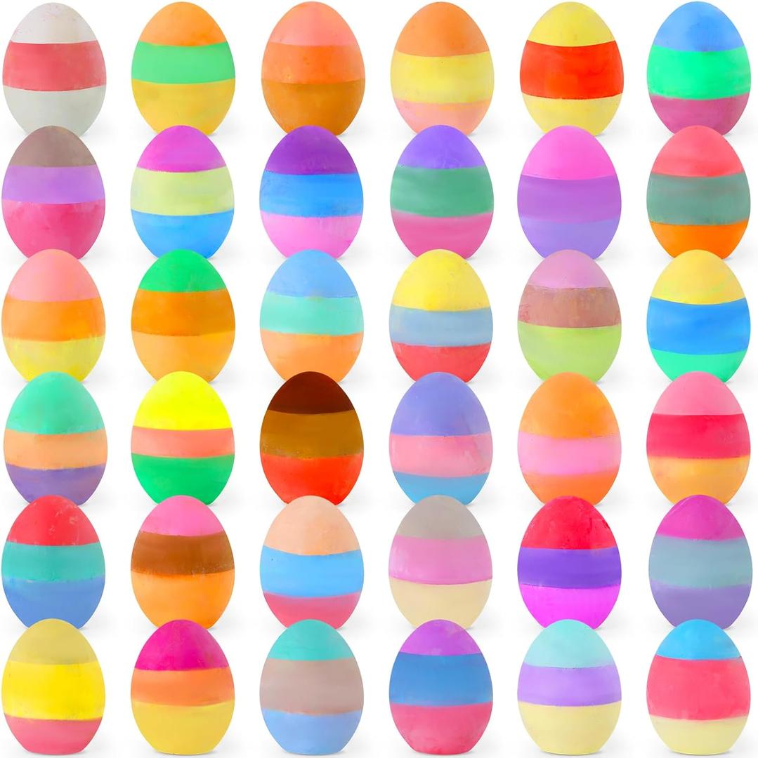 36 Pack Easter Sidewalk Chalks Bulk 3-Layer Chalk Eggs for Kids Easter Basket fillers Colorful Egg Chalk Outdoor Toddler Kids Easter Hunt Classroom School Chalkboard Playground Drawing Party Gifts (36 Mixed Colors)