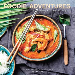Graphique 2024 Foodie Adventures Wall Calendar | 12 x 12 | Thick Paper | Home & Office Organizer | Large Monthly Grid | 3 Languages & Marked Holidays | 4 Month Preview Page for 2025