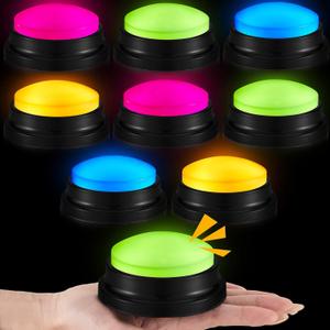 Honoson 8 Pieces Recordable Answer Buzzers Button Game Show Buzzers Voice Recording Buttons Gifts for Back to School Classroom Team Trivia Games(Bright Color)