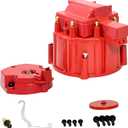 Red Male HEI Distributor Cap and Rotor for K549 SBC 283 305 307 327 350 400 BBC 454 396 427 Distributor Cap Assembly
