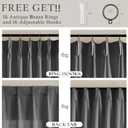 Charcoal Grey Linen Curtains 102 Inches Long for Living Room Pinch Pleated Drape with Hooks Rings for Track System Light Filtering Gray 102 Inch Curtain for Bedroom Sliding Patio Door 2 Panels 50x102