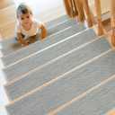 SMILOOL Stair Treads Non Slip for Wooden Steps Indoor 9" x 36" 15 Pack Extra Wide Stair Tread Carpet Stairs Runner, Step Pads with Reusable Adhesive for Dogs Kids Elders, Machine Washable, Light Grey