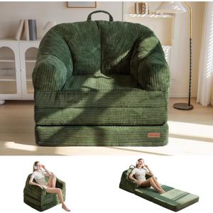 MAXYOYO Folding Sofa Bed with Backrest, Boneless Fold Out Couch with Handle
2 in 1 Convertible Bean Bag Chair to Floor Sofa Lounger, Comfy Folding Couch for Bedroom & Living Room, Dark Green, Single