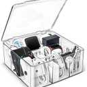 Charger and Cable Organizer Box with 10 Wire Ties, Adapter Storage Box, Plastic Charger Cable Cord Storage Organizer