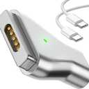 Magnetic USB C to Magnetic 2 T-Tip Adapter, Type-C to Safe 2 T-Head PD 100W Power Fast Charging Converter for 2013-2015 MacBook Pro Air with 100W/5A USB C Cable (1.5M)