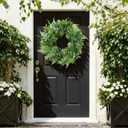 24 Inch Artificial Greenery Wreath for Front Door - Green Wreath with Eucalyptus and Fern Leaves, Spring Summer Fall Winter Eucalyptus Wreaths, Indoor Outdoor Wreath for Farmhouse Outside Year Round