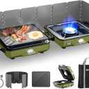 ODSD 2 Burner Camping Stove with Windshield, 20000 BTU Propane Camp Stove, Portable Folding Gas Stove, Camping Essentials Gear Includes Frying Pan, Coffee Stand & Carry Bag, Green