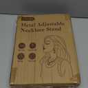 MODOWEY Necklace Holder Organizer Stand with 36 Hooks, Tall Display Tree Rack for Women Men Jewelry Storage, Adjustable 2 Tier Metal Hanger Wood Tray for Vendor, Large Capacity for Dresser Small Space (Black+Brown)