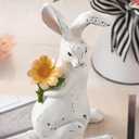 Valery Madelyn Easter Bunny Decorations for Home, Medium White Couple Rabbits Figurine Tabletop Decor, 2Pcs Cute Easter Gifts Resin Statues for Spring Holiday Indoor Party Table Centerpieces, 6"
