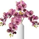 4pcs Vintage Red Faux Orchid, 29.5" Real Touch Orchid Artificial Flowers, 7-Head Latex Phalaenopsis with Stem Fake Butterfly Plants for Home Wedding Office Decoration