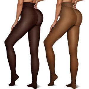 Vertvie Fleece Lined Tights Women Winter Thermal Legging Pack | Fake Translucent, Single-Seam Crotch, Winter Thick Warm Pantyhose, High Waisted, Opaque, Sheer-Look Pantyhose for Dresses (Black)