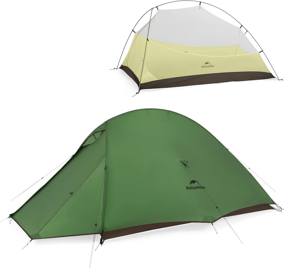 Naturehike Cloud-Up 2 Person Tent Lightweight Backpacking Tent with Footprint - Free Standing Ultralight Camping Hiking Backpack Tents Two Person Tent (Cloud up Pro(Forest Green-20D Nylon))