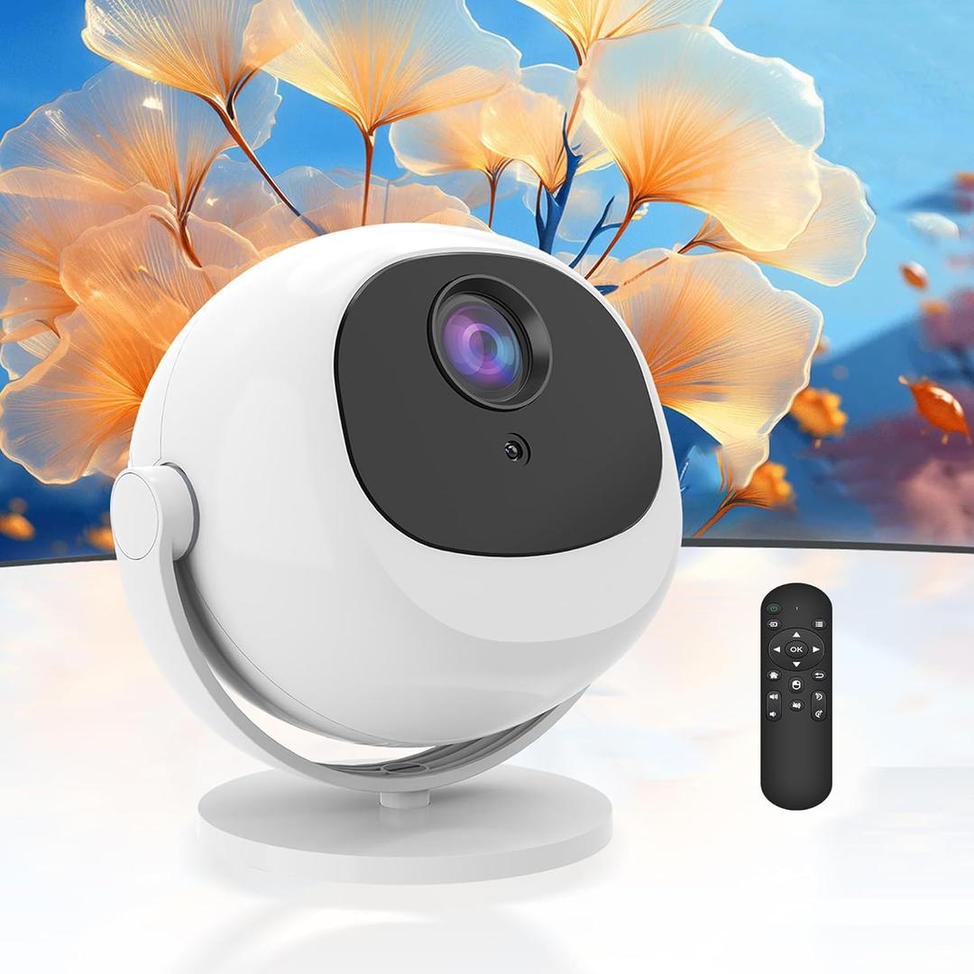Mini Native 1080P Projector, 4K Support with WiFi6 and BT 5.2, Built-in Apps Full HD Outdoor Projector, Auto Keystone compatible with Cell, PC, Fire Stick, PS5 for Home Bedroom, White