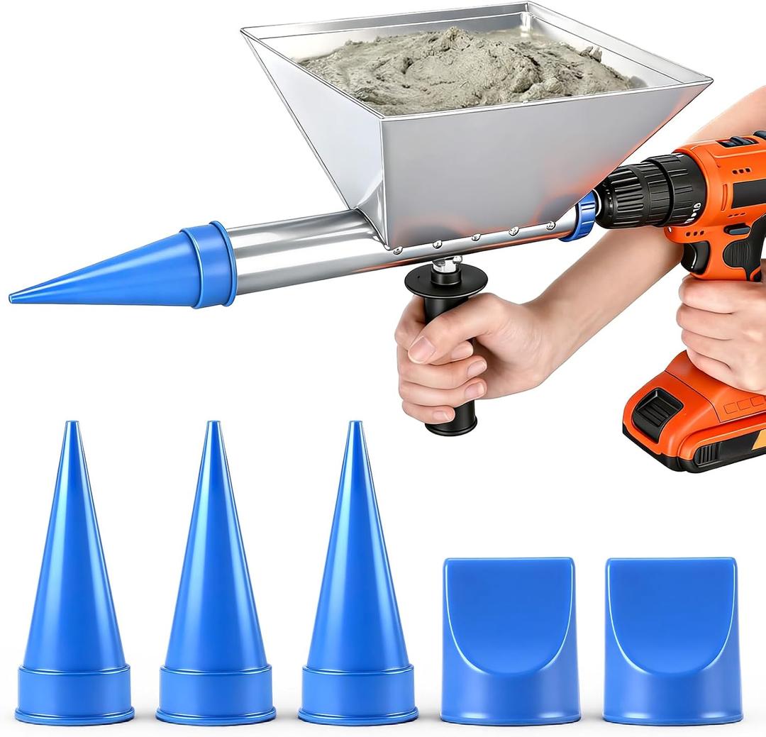 Electric Mortar Caulking Gun, Portable Cement Grouting Machine, Reusable Mortar Pointing Gun with 5 Nozzles for Walls, Bricks, Floors (Not Include Electric Drill)