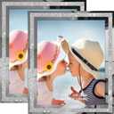 IZIDDO 8x10 Picture Frames Set of 2, Glitter Photo Frame for Tabletop, Silver Glass Picture Frame, Graduation Gifts for Her, Horizontally or Vertically