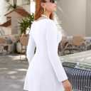 DAAWENXI Women's Long Sleeve Mini Dress Square Neck Halter A Line Party Club Short Dresses with Pocket (White, S)