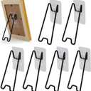 6-Pack Adjustable Picture Frame Easel Stands, Heavy Duty Stainless Steel Photo Frame Holder Back with Self-Adhesive for 5.9 to 10.2 inch Frames