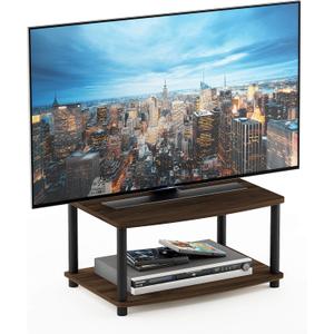 Furinno TURN-N-TUBE TV Riser Stand, 2-Tier Small Elevated No Tools TV Stand, TV Console for TV up to 32 inch, 15.8 x 23.8 x 11, for Living Room, Bedroom, Columbia Walnut, Small 23.8"x11"x15.8"