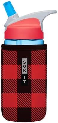 Sok It BotlSok Water Bottle Sleeve Insulated Neoprene Cover (Buffalo Check, Fits 12oz CamelBak or Nalgene) Set Of 2