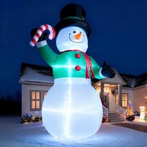 15 FT Christmas Inflatables Snowman Outdoor Decorations, Blow Up Snowman with Candy Cane Yard Decor for Garden Lawn Xmas Party