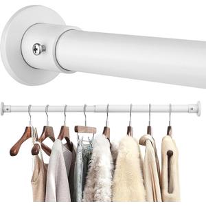 Closet Rods For Hanging Clothes, 17-28 Inch Adjustable Closet Rod, Stainless Steel Heavy Duty Closet Hanging Rod-White