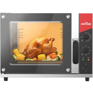 CROSSON 68L Half-Size Convection Oven,4-Tier Commercial Toaster oven w/Front Glass Door,4 set of Trays&Wire Racks,60 Minutes Timer and Interior Light, 120V/1800W Countertop Conventional Oven
