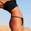 Cotton G String Thongs for Women T Back Gstring Underwear Seamless Panties Tangas Sexy 4 Pack Set (Black, L)