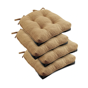 Indoor Chair Cushions for Dining Chairs, Tufted Overstuffed Textured Kitchen Chair Pads with Ties and Non-Slip Backin