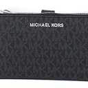 Michael Kors Women's Jet Set Travel Double Zip Wristlet, Black/Silver Hardware, Medium