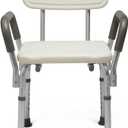 Medline Premium Shower Chair with Back & Padded Armrests, 350 lb Capacity
Height Adjustable, Heavy Duty White Bath Bench with Back and Slip Resistant Feet For Safety and Comfort, Tool-Free Assembly