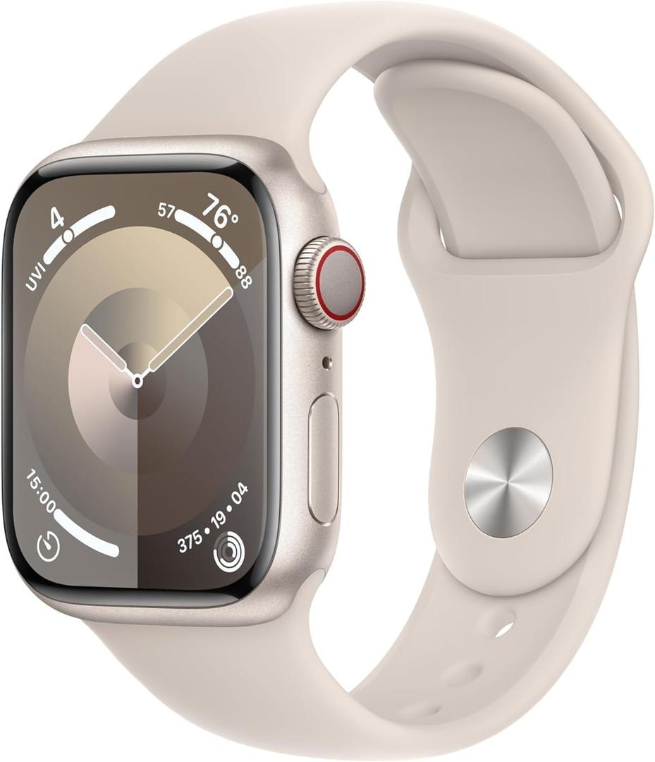 Apple Watch Series 9 [GPS, 45mm] - Starlight Aluminum Case with Starlight Sport Band, M/L 