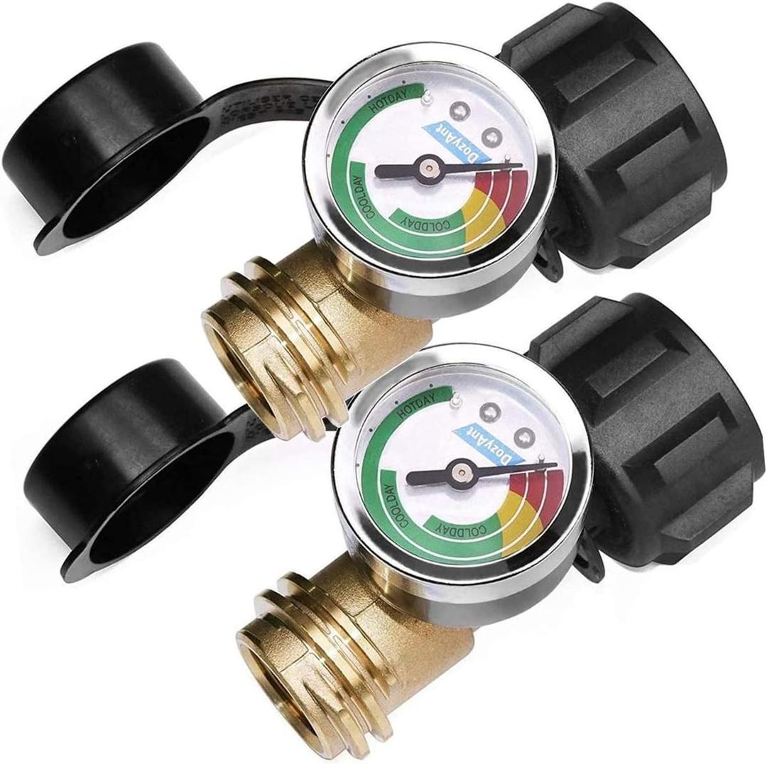 DOZYANT Propane Tank Gauge Level Indicator Leak Detector for 5lb to 40lb Propane Tank with Type 1 Connection (Set of 2), Universal for BBQ Gas Grill, Cylinder, RV Camper, Heater and More Appliances